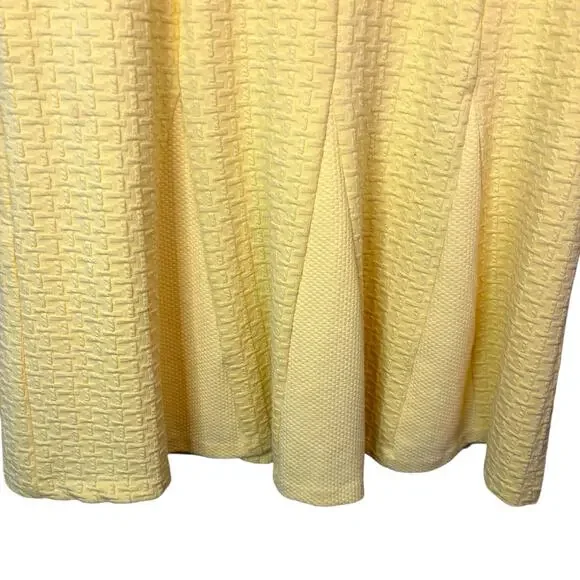 Talbots Yellow Fit & Flare Dress 10 Short Sleeve Textured Skater Work Party - Picture 6 of 9